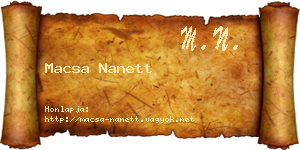 Macsa Nanett névjegykártya